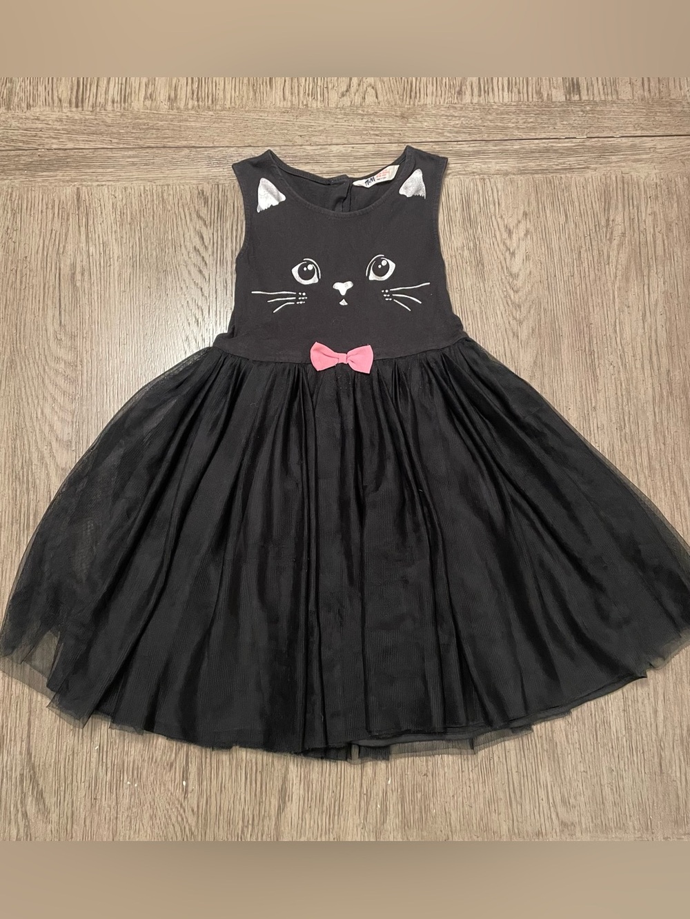 H&M girls black cat tulle dress, size 7-8, super cute!